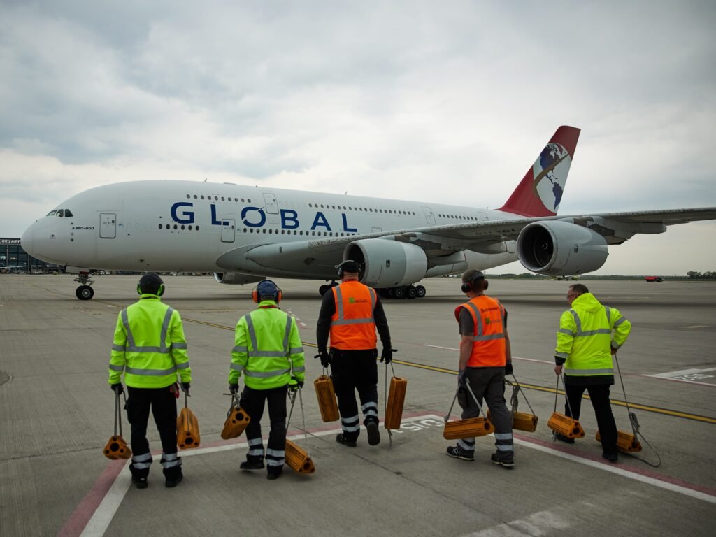 A startup airline with an Airbus A380 is making its first official flight across the Atlantic