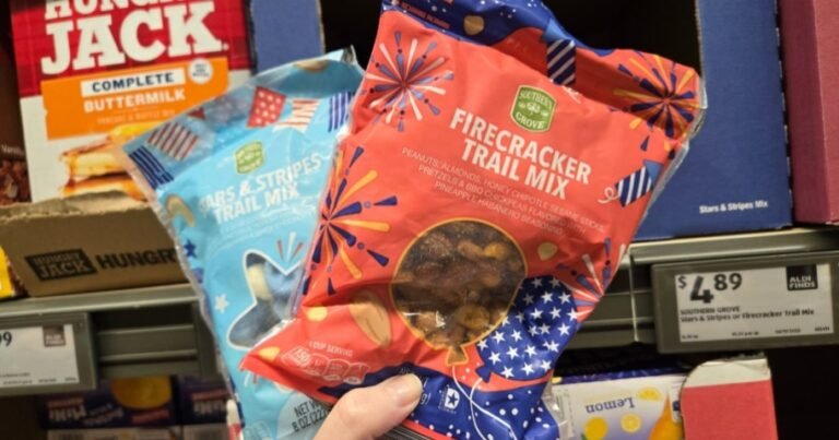 New ALDI Grocery Finds: Patriotic Trail Mix, Chocolate Bark, Pizza Cookies, & More!