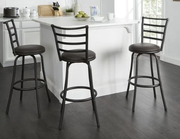 *HOT* Mainstays 3-Pack Adjustable Ladder Back Swivel Barstools only $48 shipped!
