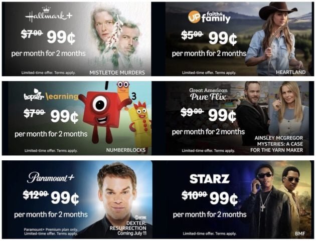 *HOT* Prime Video Channels $0.99/month!