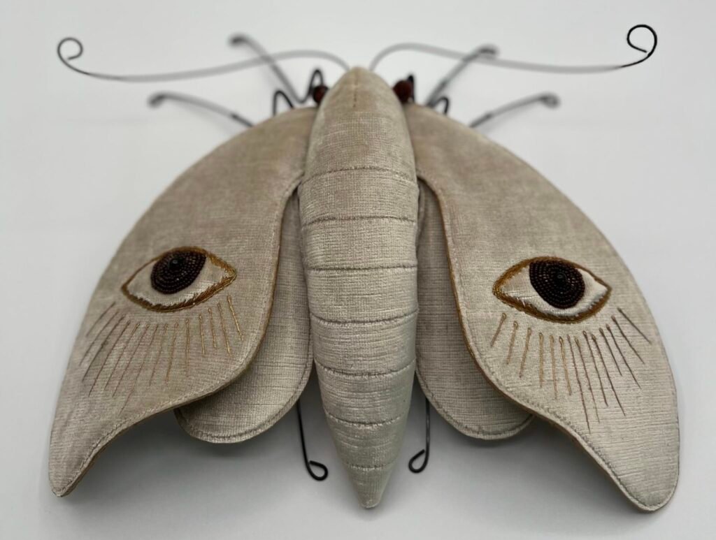 From Velvet and Vintage Textiles, Larysa Bernhardt Embroiders Otherworldly Moths