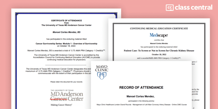 Medical Education Platforms with 800 Free Certificates & CME Credit