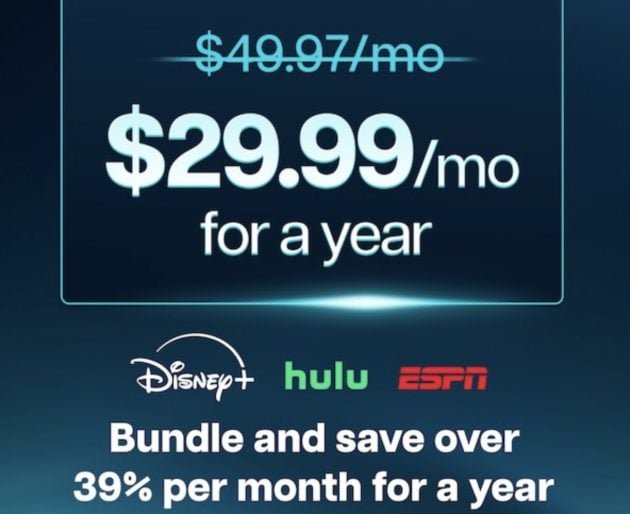 *HOT* Disney+, Hulu, ESPN Unlimited Bundle only $29.99/month (Reg. $50!)