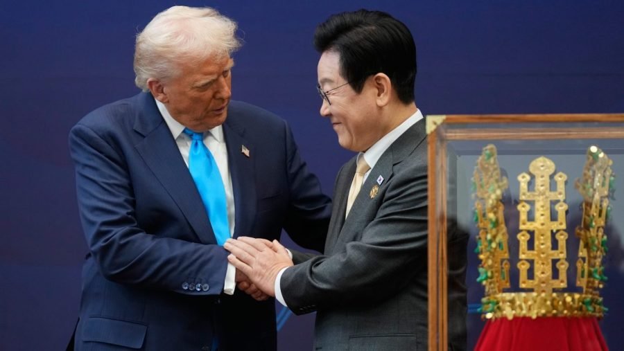 South Korea gives Trump golden crown, medal conferring highest honor