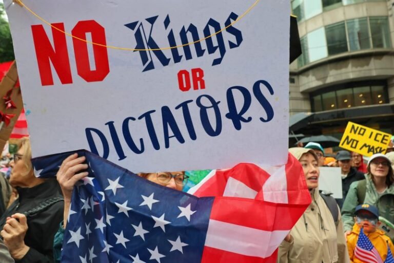 Protesters take over NYC's Times Square for ‘No Kings’ march