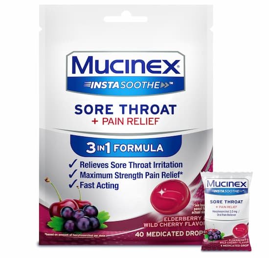 Mucinex Instasoothe Sore Throat Relief Lozenges, 40-Count only $2.36 shipped!
