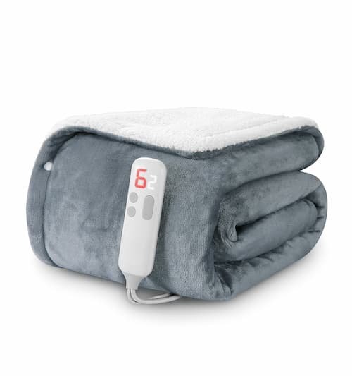 Electric Heated Reversible Sherpa Throw Blanket only $25.99!
