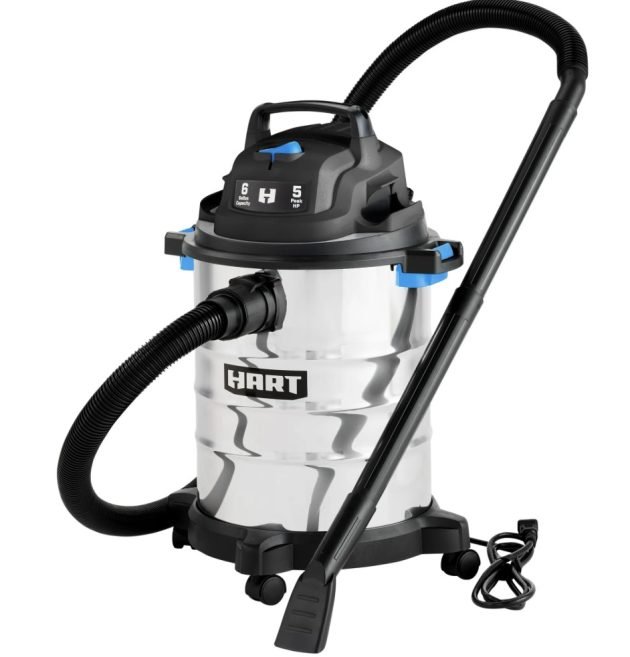 HART 6 Gallon 5 Peak HP Stainless Steel Wet/Dry Vacuum only $39.97 shipped! 