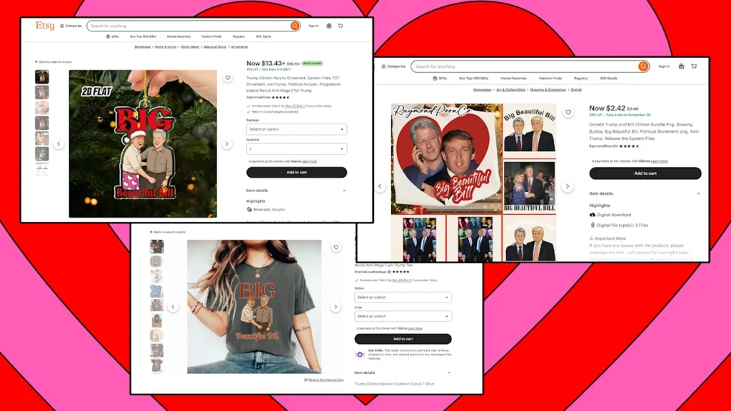 That Epstein ‘Bubba’ email has inspired  a wave of inappropriate Trump-Clinton merch on Etsy