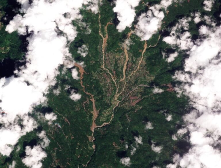 The terrible landslide destruction at Malalak, Agam regency, West Sumatra province, Indonesia
