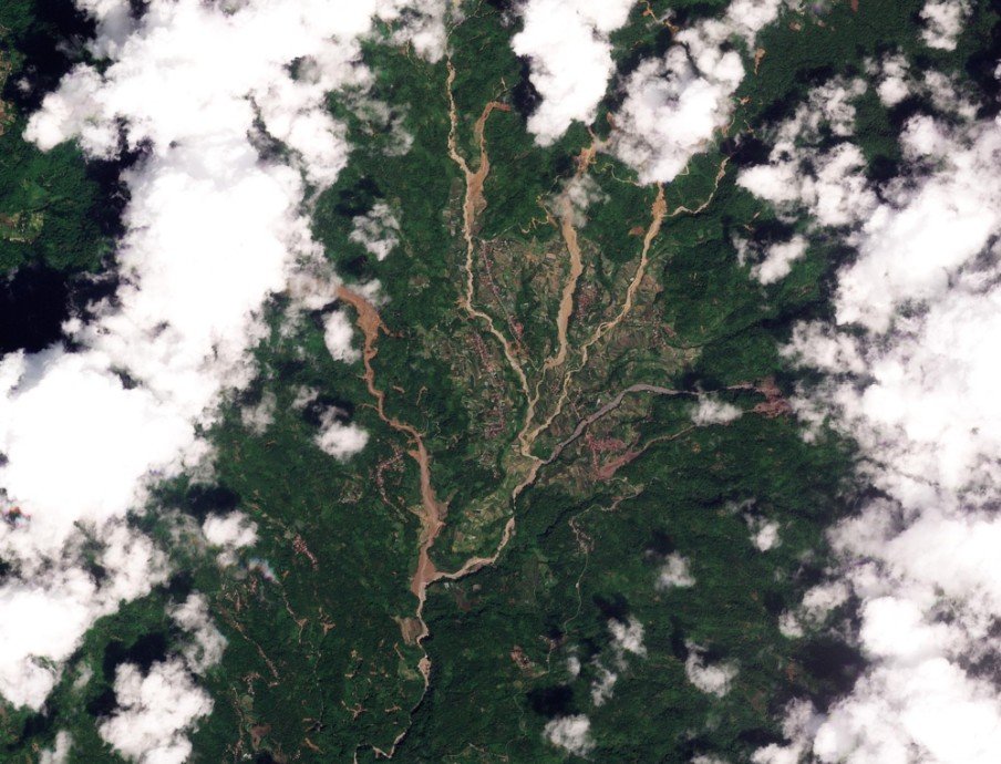 The terrible landslide destruction at Malalak, Agam regency, West Sumatra province, Indonesia