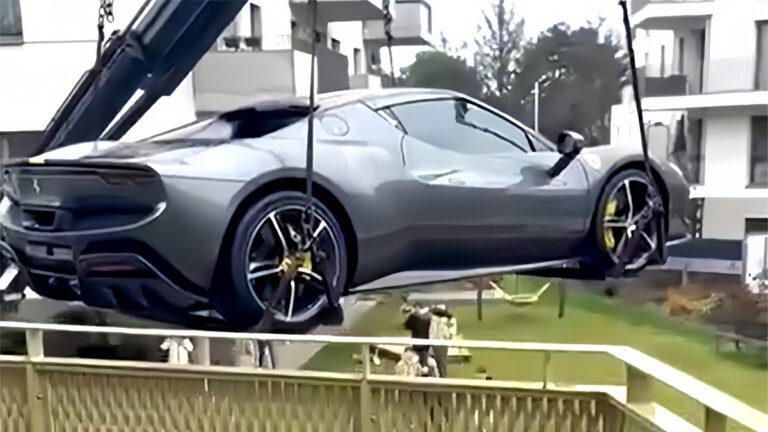 Ferrari 296 Owner Learns the Hard Way Why You Don’t Crane Supercars Onto Balconies