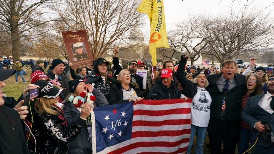 Small group of Proud Boys protesters march to the Capitol on Jan. 6 anniversary