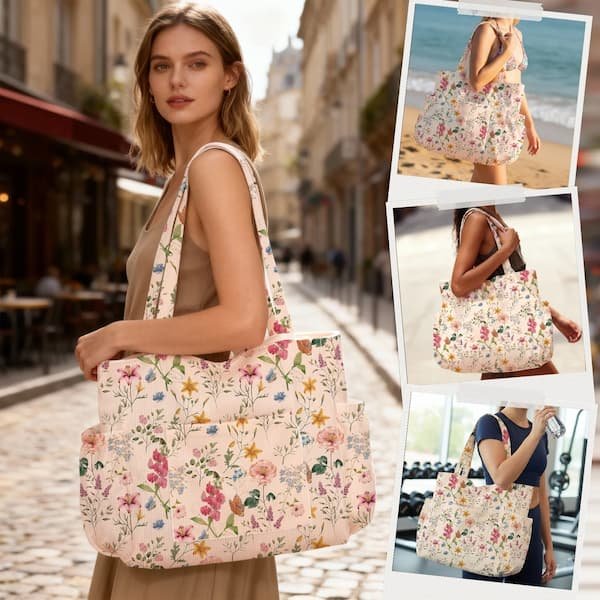 Large Corduroy Tote Bag with Pockets only $12.99!