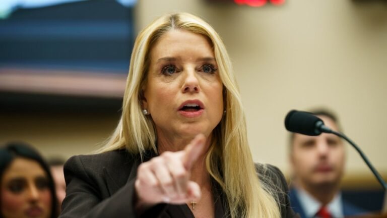 Shouting match erupts after Bondi asked to apologize to Epstein victims