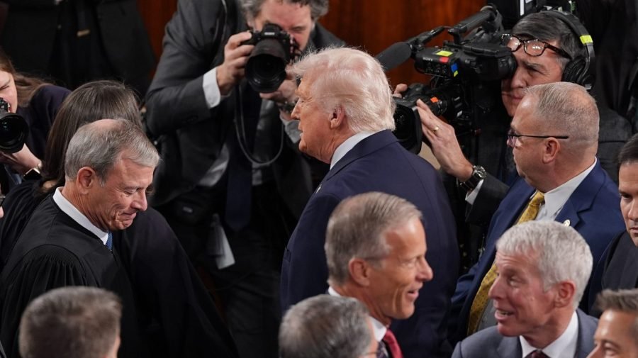 Supreme Court justices stone-faced as Trump rails against tariffs at SOTU
