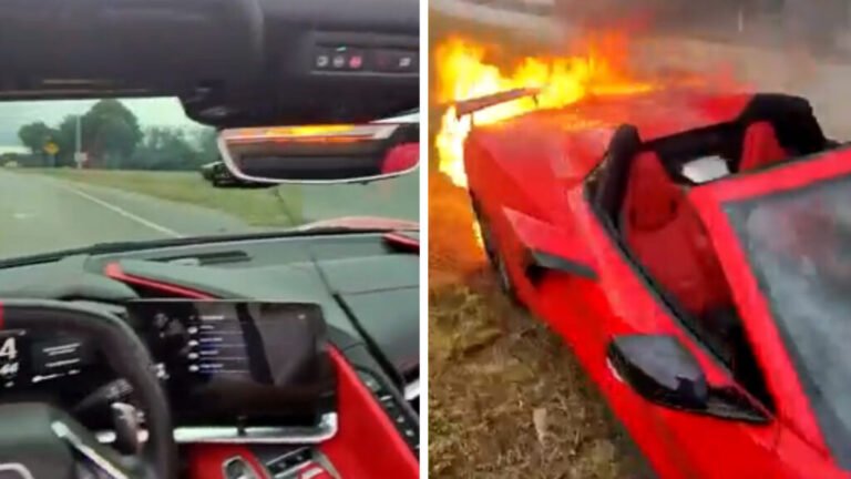 C8 Driver Catches The Moment His Corvette Spontaneously Combusts