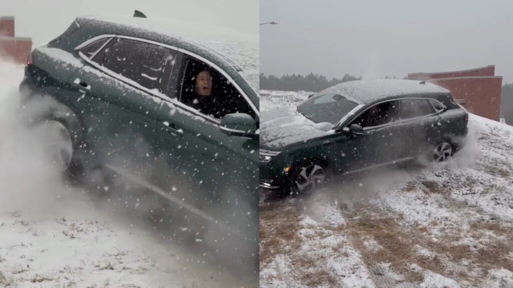 VinFast VF8 Does A Wild Burnout Without Driver Input When Creep Mode Loses Traction