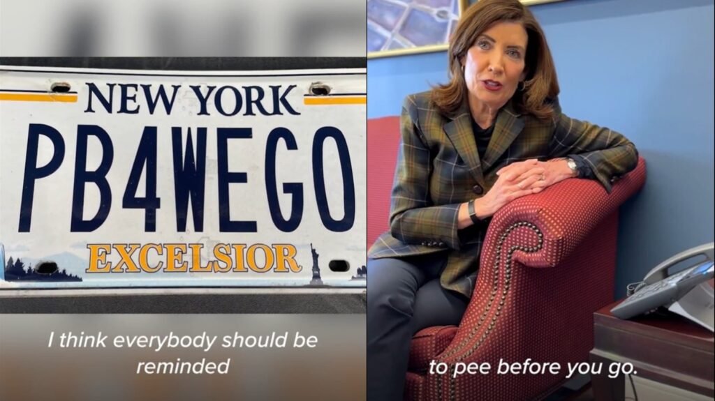 NY Governor Hochul Is No. 1 In Free Speech, Lets Long Island Grandpa Keep Pee-Themed License Plate