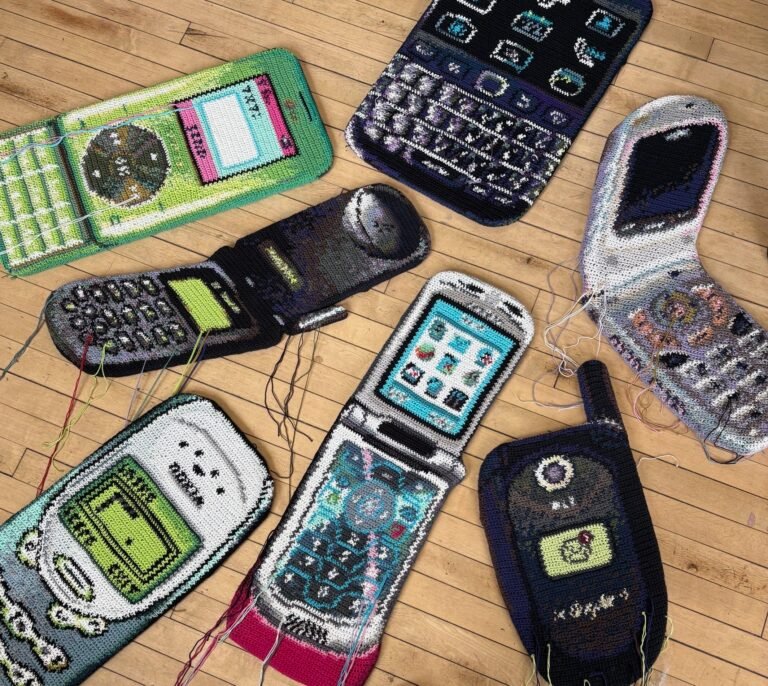 Giant Crocheted ‘Dumb Phones’ by Nicole Nikolich Tap into Millennial Nostalgia