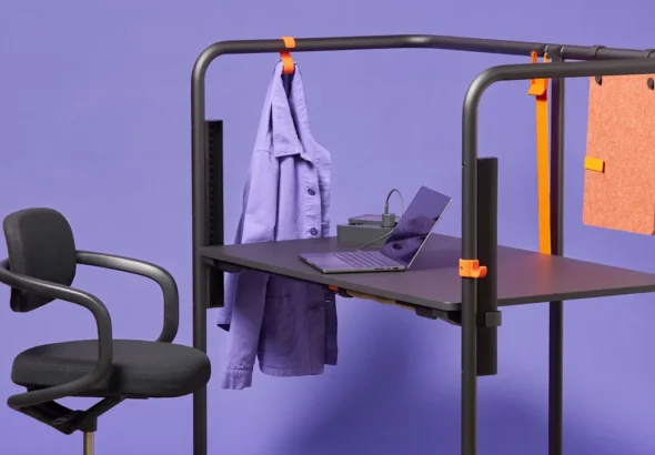 This playful desk reimagines the cubicle for our new era of work