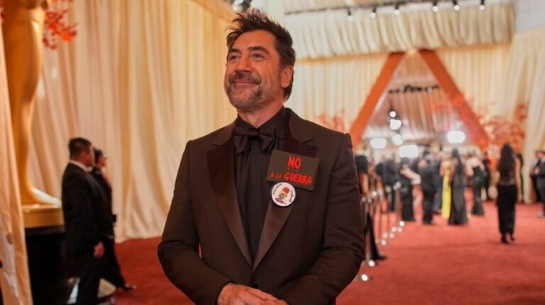 Javier Bardem sports anti-war pin, says 'free Palestine' at Oscars