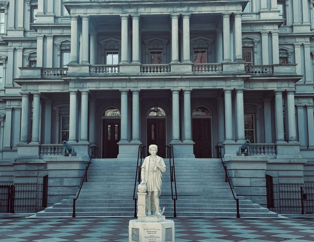 Trump Erects Contentious Columbus Statue Outside White House