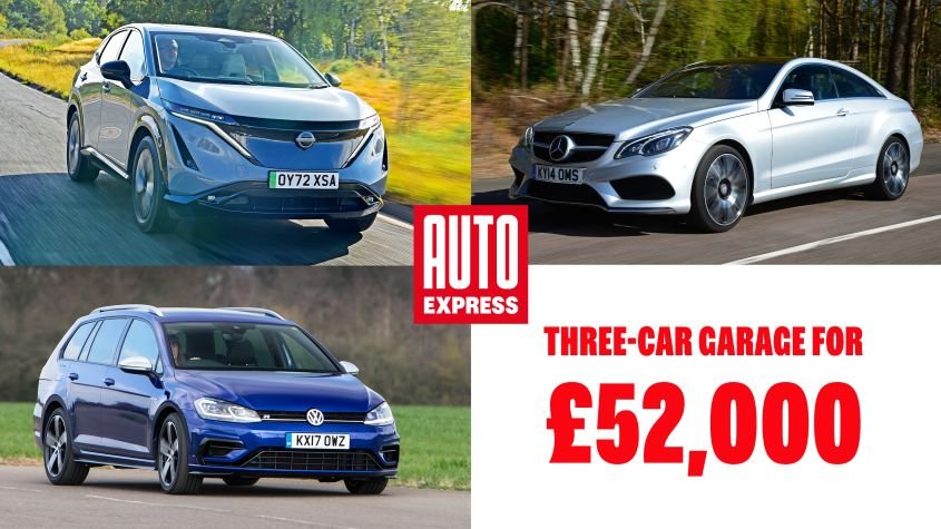 Three-car garage: used Nissan Ariya, Volkswagen Golf R Estate and Mercedes E-Class Coupe all for £52k