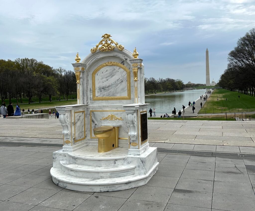 New Protest Art Lampoons Trump's Gaudy Bathroom Redesign