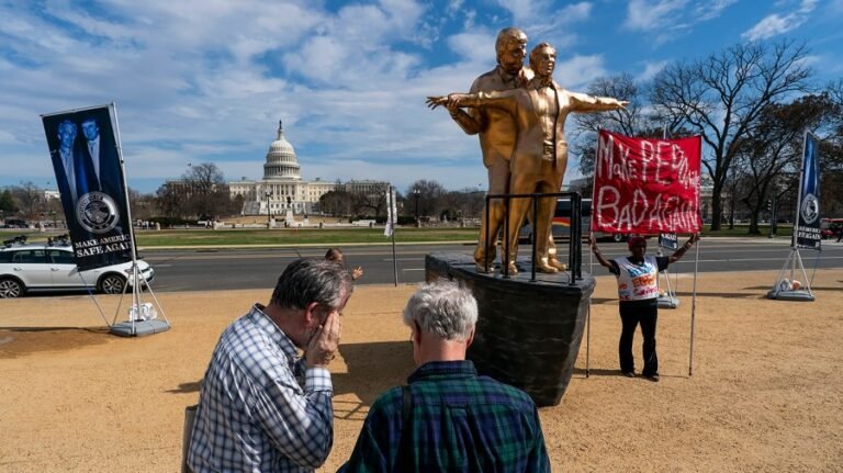Trump-Jeffrey Epstein 'Titanic' statue appears on National Mall