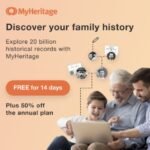 MyHeritage: Free 14-Day Trial + 50% off Subscriptions!