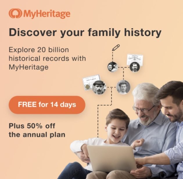 MyHeritage: Free 14-Day Trial + 50% off Subscriptions!