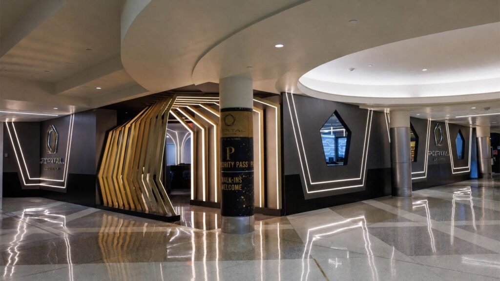 Forget boring airport lounges. This new one has a robot bartender and Mario Kart