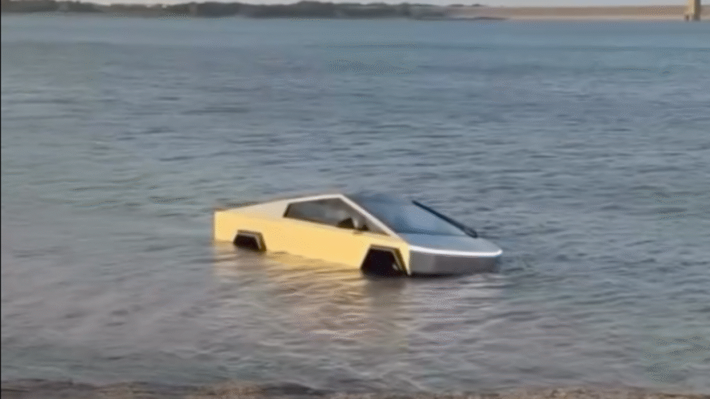 Tesla Cybertruck Owner Learns Wade Mode Is Not Boat Mode