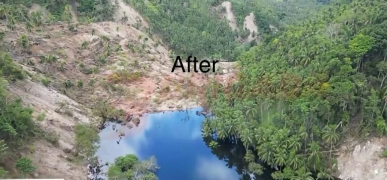 The valley blocking landslide between barangays San Isidro and Nuing in Mindanao
