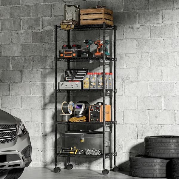 Heavy Duty 5-Tier Adjustable Wire Shelving with Wheels only $22.99!