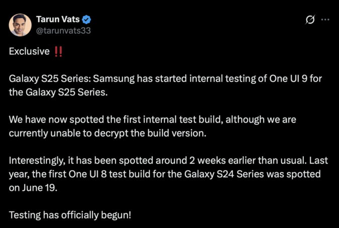 Your Galaxy S25 could get One UI 9 much earlier than expected