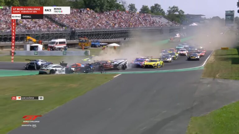 Watch An Extraordinary Cluster Of A Crash Take Out Nearly A Dozen GT Race Cars Before The First Turn At Monza