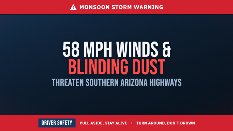 Monsoon Storm Warning: 58 MPH Winds and Dangerous Dust Storms Threaten Arizona Highways