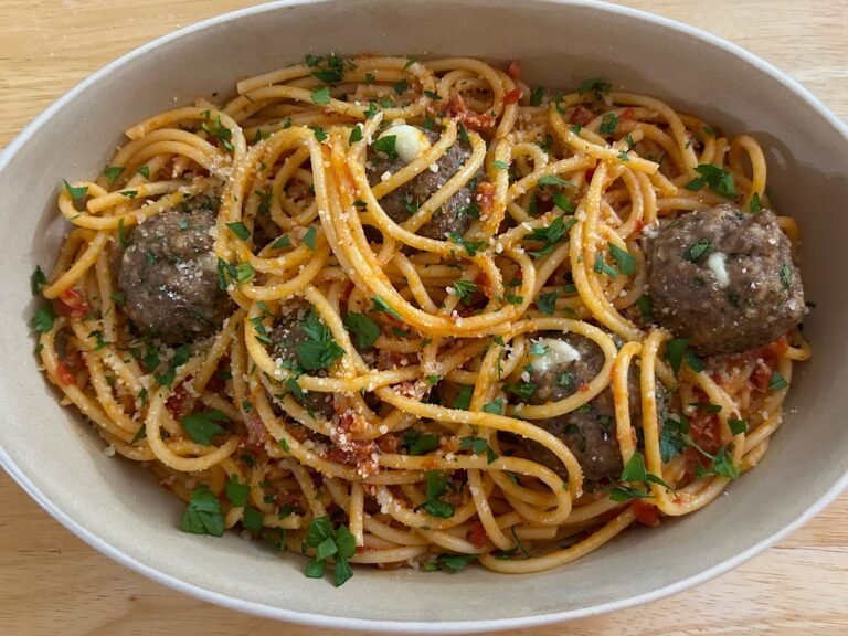 I tried Giada De Laurentiis' 30-minute pasta dish. My family couldn't get enough of the meatballs stuffed with cheese.