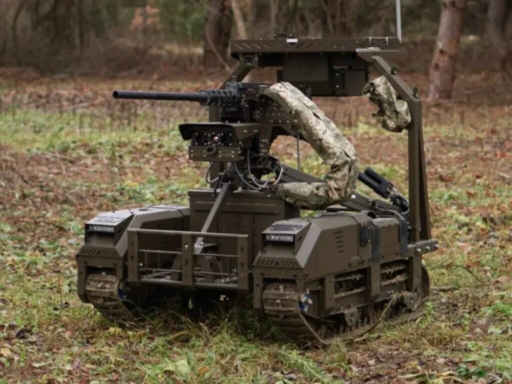 Ukraine's robots are carrying the heavy century-old M2 Browning machine gun into battle so troops don't have to