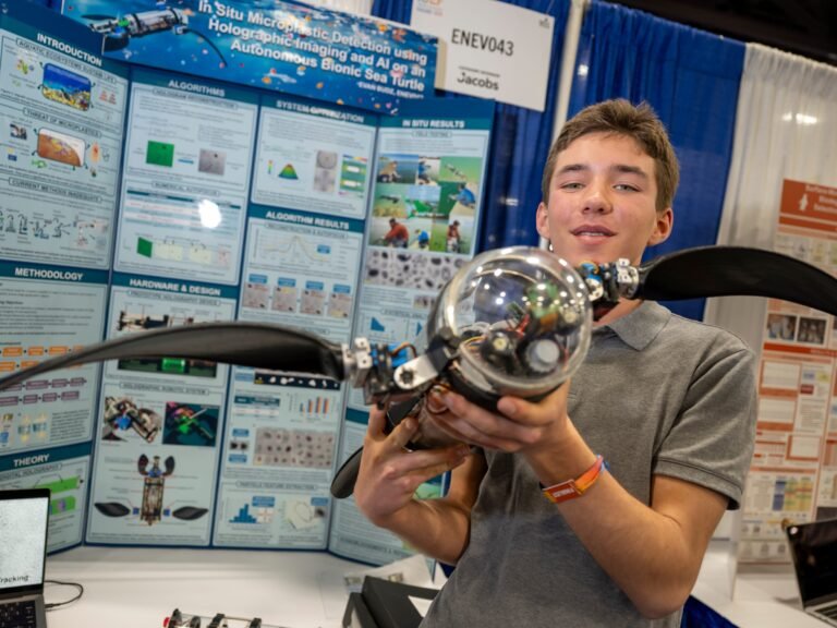 This 16-year-old built an autonomous AI-powered robot turtle that finds microplastics in water