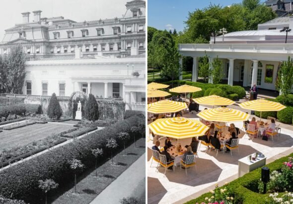 Donald Trump added a new statue to the White House Rose Garden. See how the space has changed over the years.