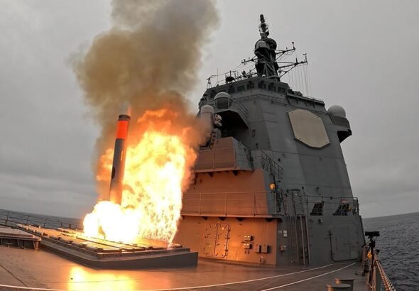 A Japanese destroyer fired its new Tomahawk missiles for the first time