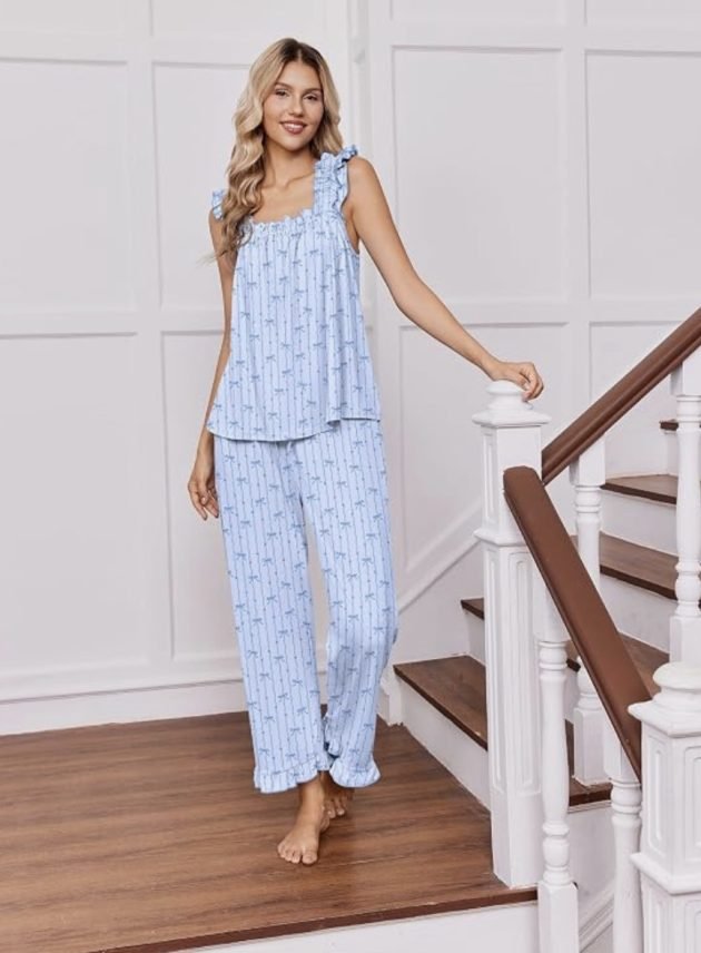 Women’s Soft Ruffle Pajama Set only $14.99!