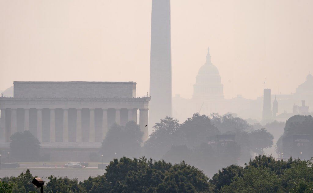 Trump blames Canada as wildfire smoke chokes US skies