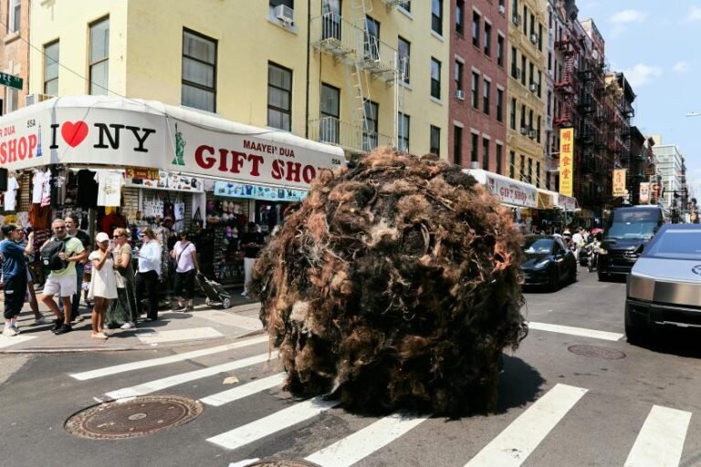 A 10ft ball of real human hair is rolling through New York, and it's all part of the plan