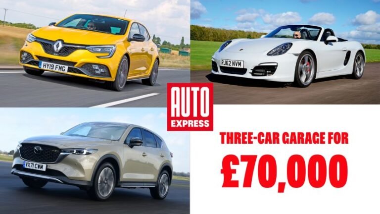 Three-car garage: used Mazda CX-5, Porsche Boxster and Renault Megane RS for £70k