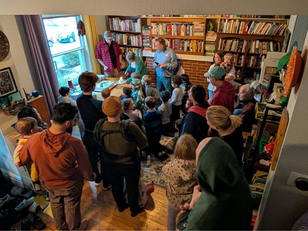 We skipped the expensive birthday venue. Our muddy backyard was better for 90 kids.