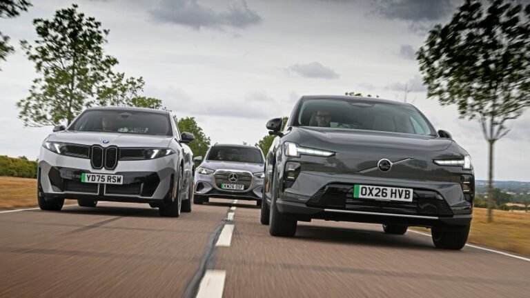 BMW iX3 vs Mercedes GLC vs Volvo EX60 - pictures